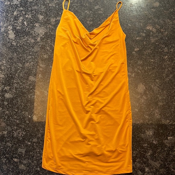 Revamped - Orange Fitted Satin Mini Dress - Picture 1 of 5